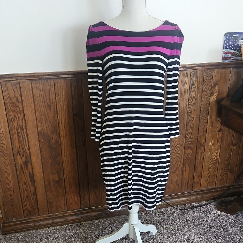 White House Black Market Striped Black and Pink Dress